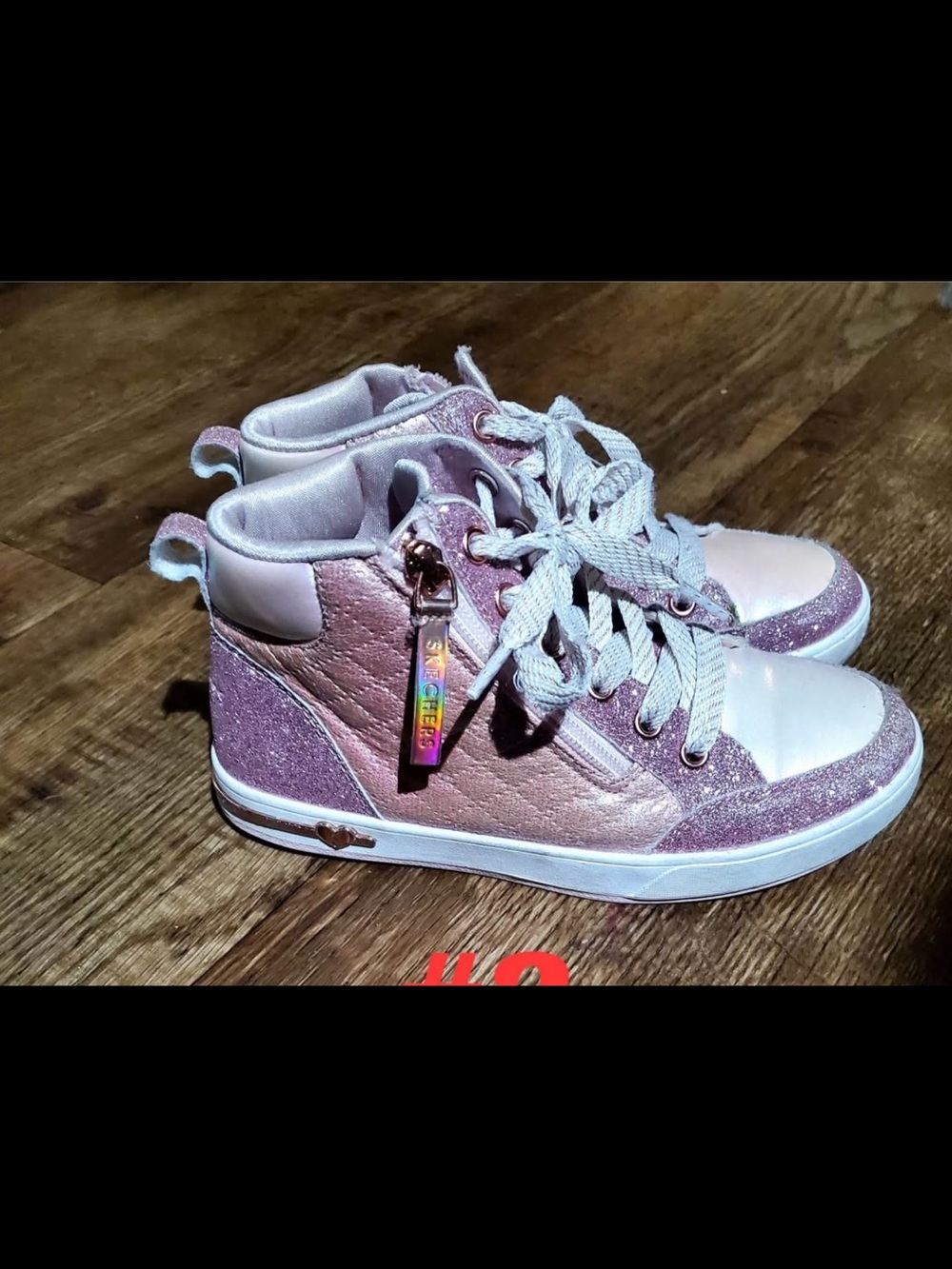 Skechers Pink Glitter High-Top Sneakers for Kids